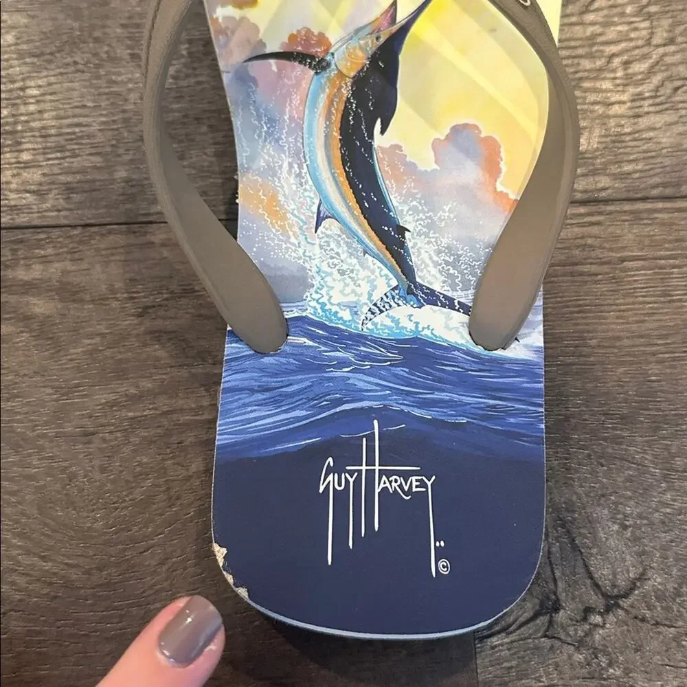 Guy Harvey Men's 9 Neutral‎ Marlin Flip Flop Sandals